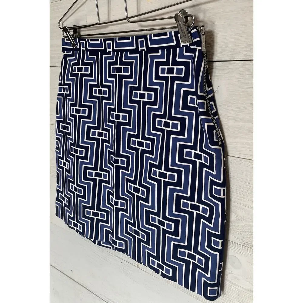 Michael Kors Skirt Womens Size 4 Blue & Black Career Office Work Date Night Mini